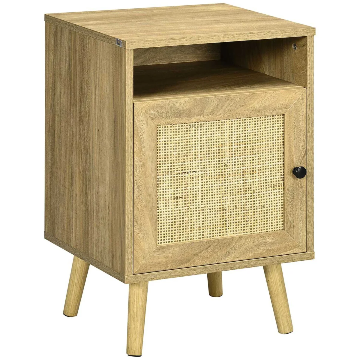 Nepale Natural Wooden Rattan Bedside Table with Drawer and Shelf – image 3