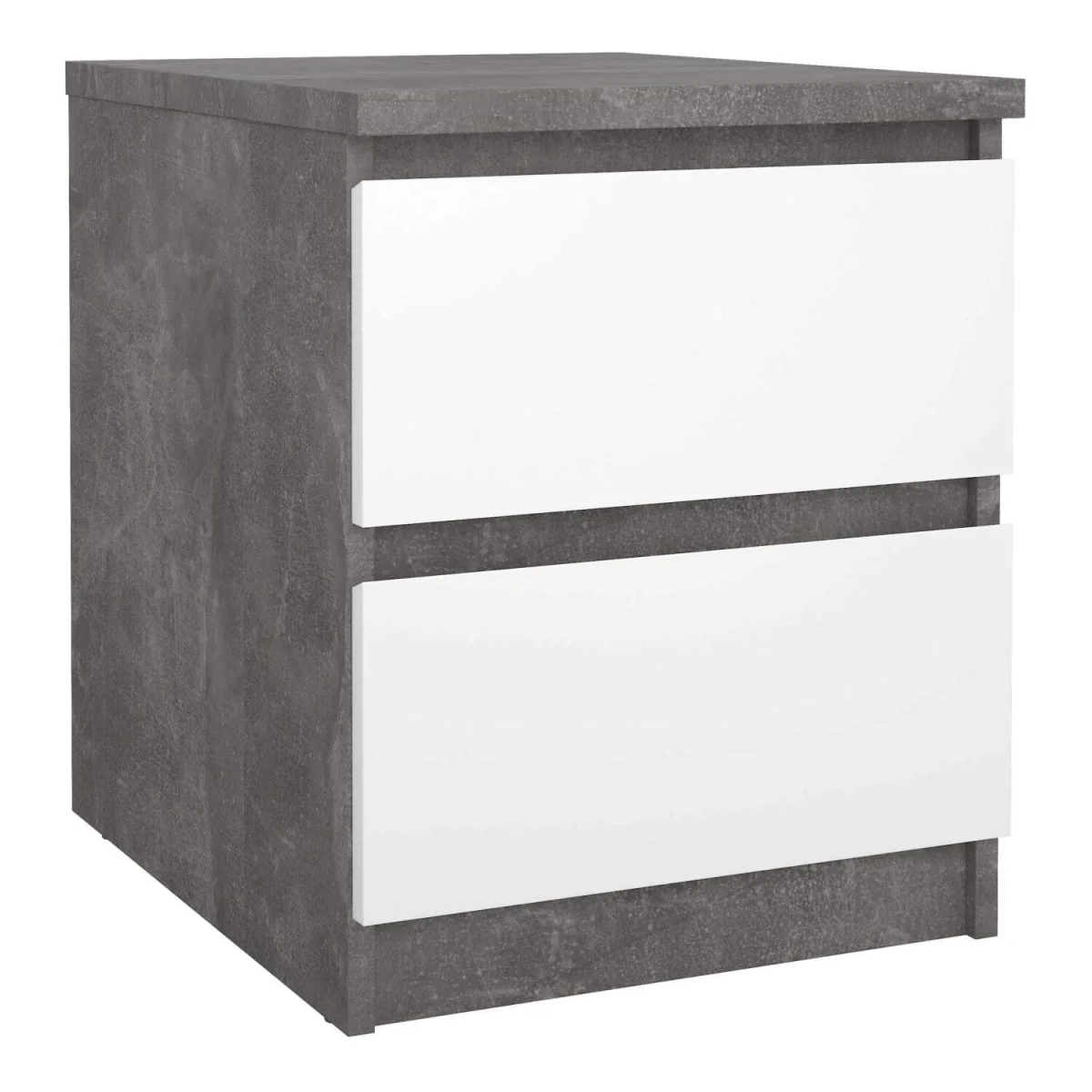 Budapest Bedside Table - Concrete Effect and Matt White, 2 Drawers - Grey – image 2