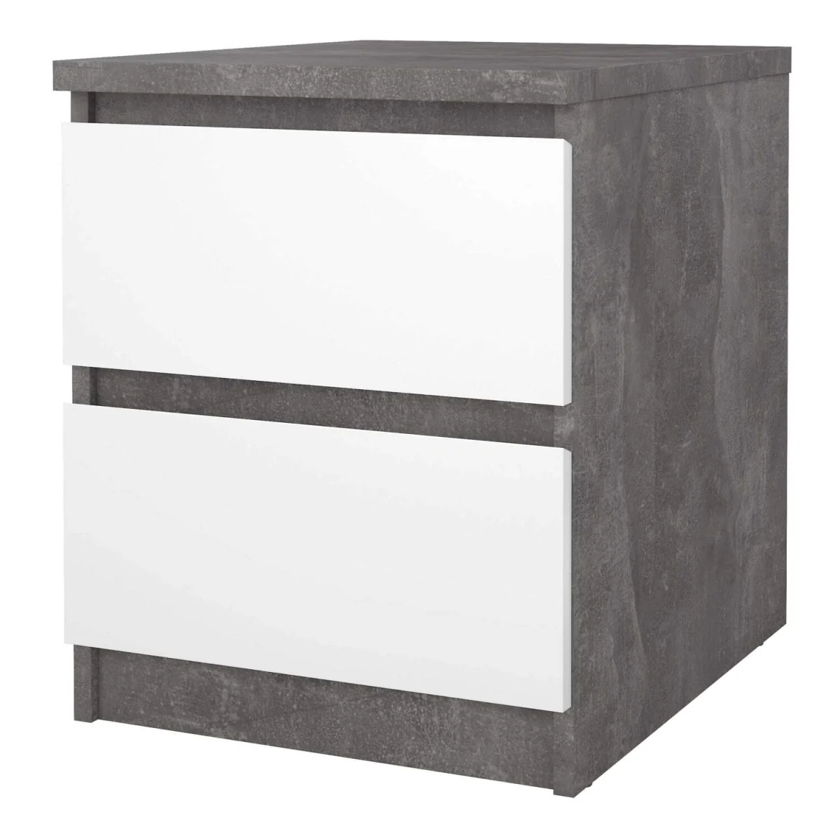Budapest Bedside Table - Concrete Effect and Matt White, 2 Drawers - Grey – image 3