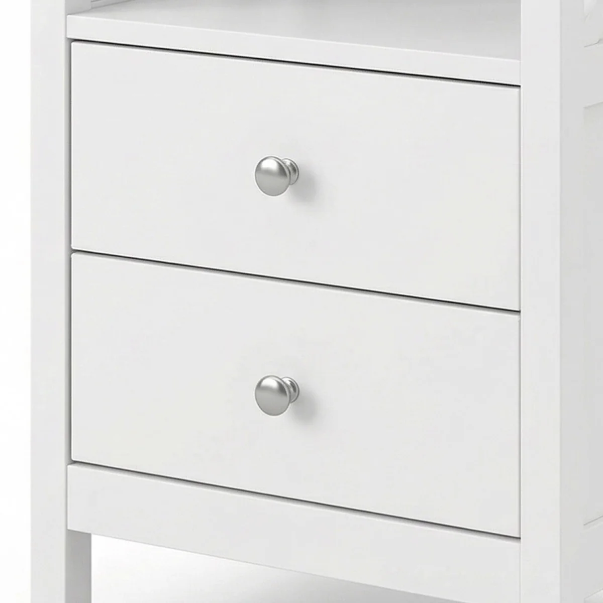 Bedside Table Wood Nightstand Cabinet 2 Storage Drawers Open Shelf - White – image 2