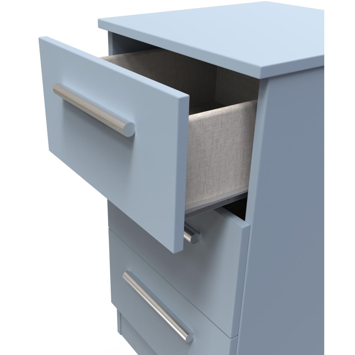 Contrast Ready Assembled 3 Drawer Bedside - Denim Blue – image 2