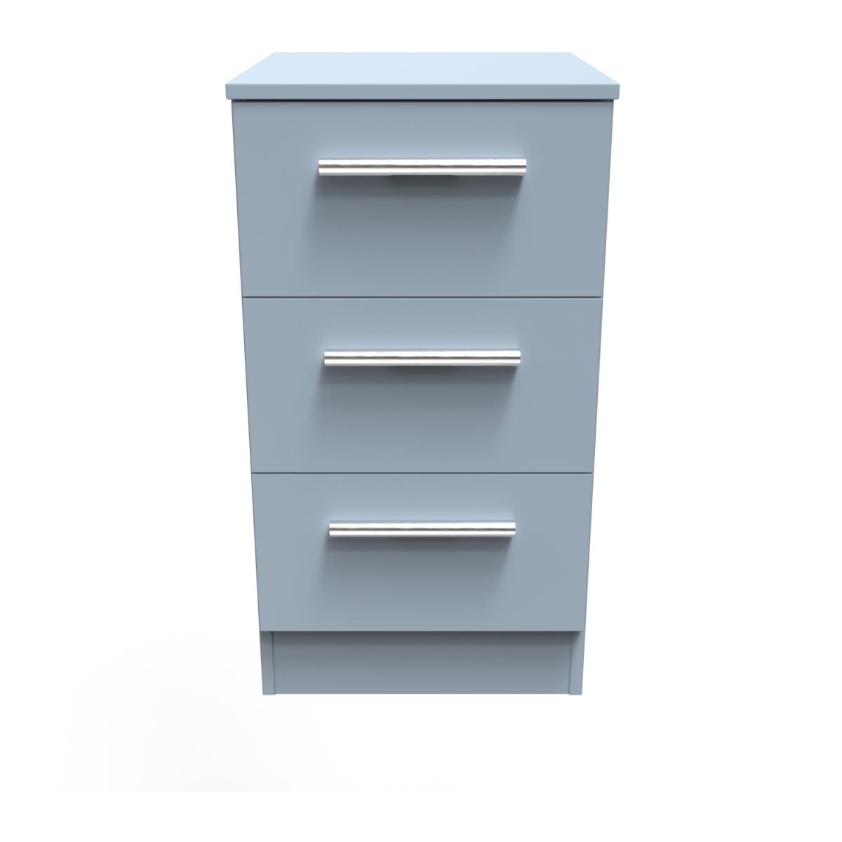 Contrast Ready Assembled 3 Drawer Bedside - Denim Blue – image 3