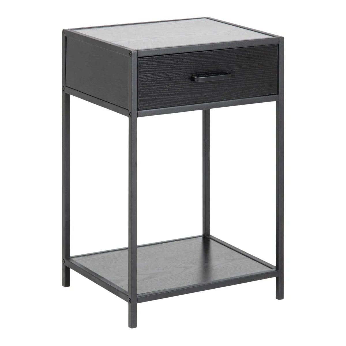 Wyld Haus El Paso Black Bedside Table 1 Drawer with Bottom Shelf, Ash Black Laminate - Gold – image 2