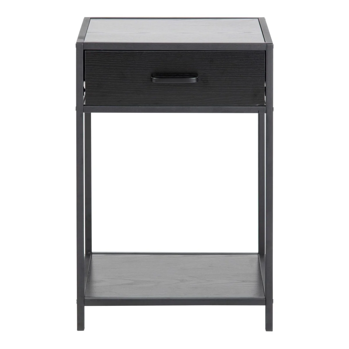 Wyld Haus El Paso Black Bedside Table 1 Drawer with Bottom Shelf, Ash Black Laminate - Gold – image 3
