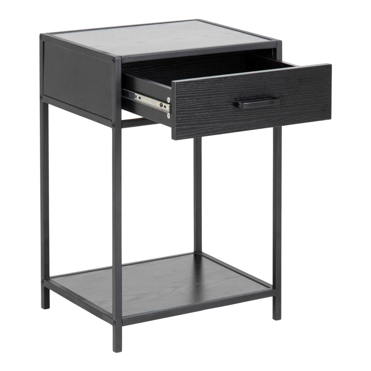 Wyld Haus El Paso Black Bedside Table 1 Drawer with Bottom Shelf, Ash Black Laminate - Gold – image 4
