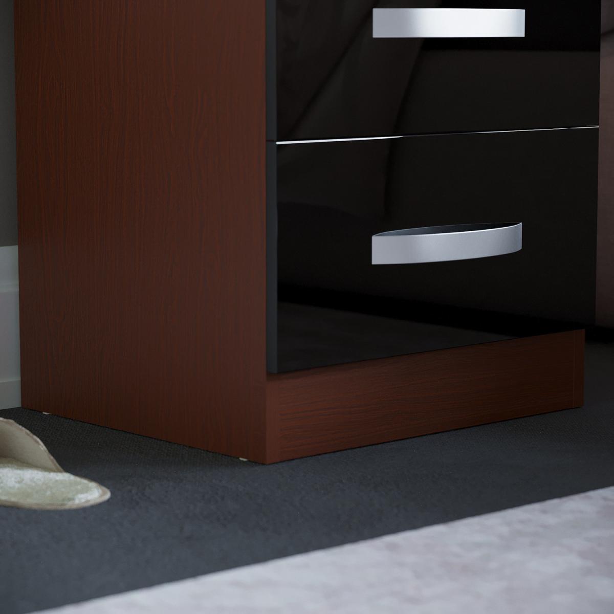 Hulio 2 Drawer Bedside Cabinet - Walnut and Black – image 3