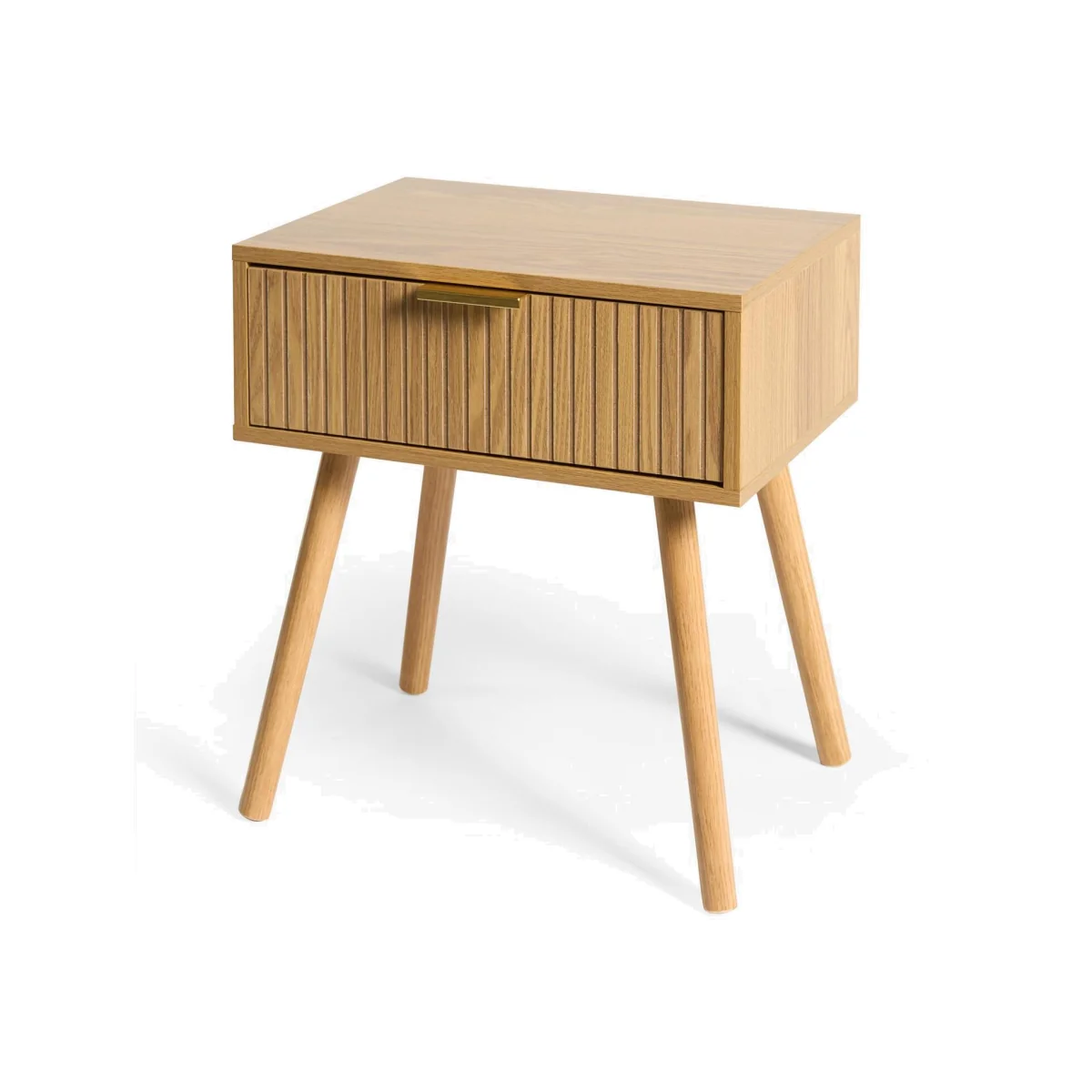 Venice Ribbed Bedside Table - White – image 1