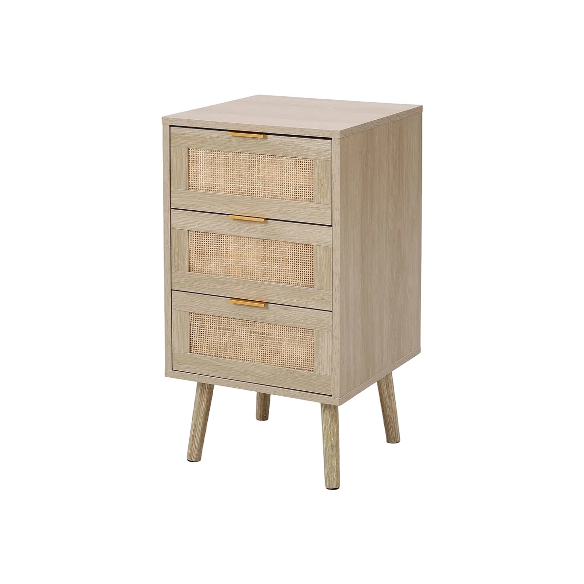 3 Drawer Bedside Table with Storage - Light Wood – image 1