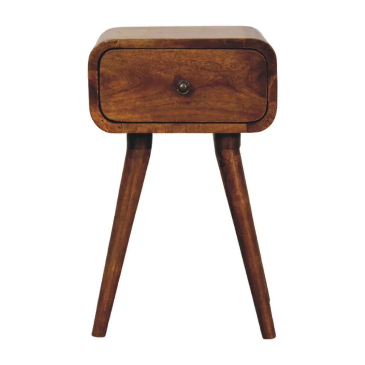 Vicenza Small Mango Wood Bedside Table with Drawer Chestnut Matt Finish - Brown – image 2