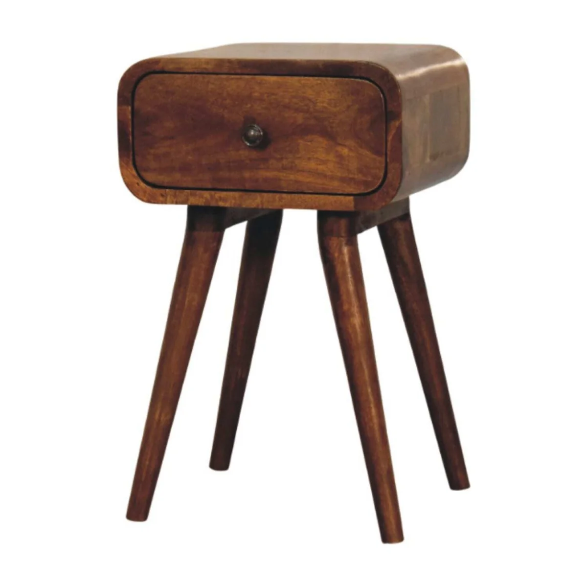 Vicenza Small Mango Wood Bedside Table with Drawer Chestnut Matt Finish - Brown – image 3