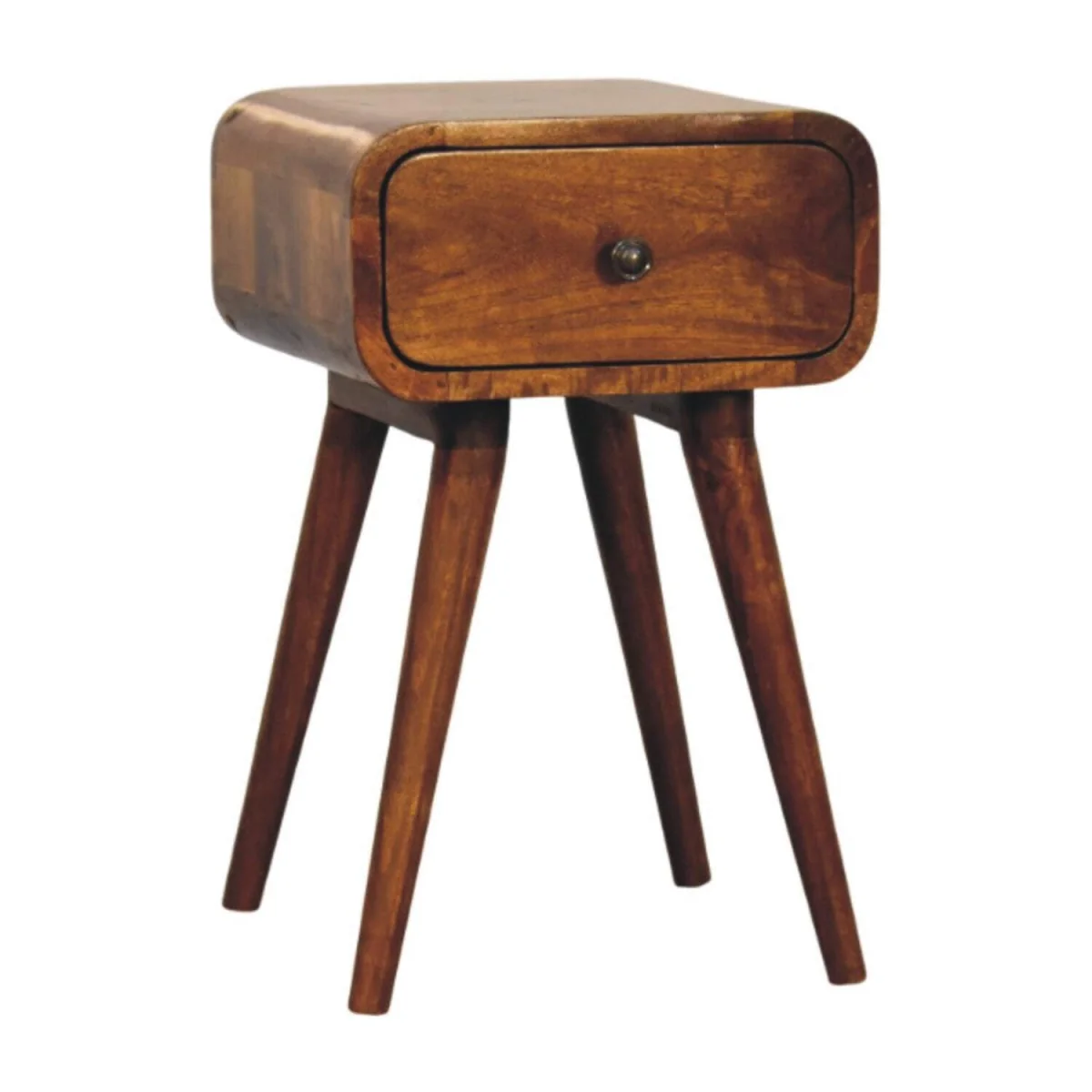 Vicenza Small Mango Wood Bedside Table with Drawer Chestnut Matt Finish - Brown – image 4