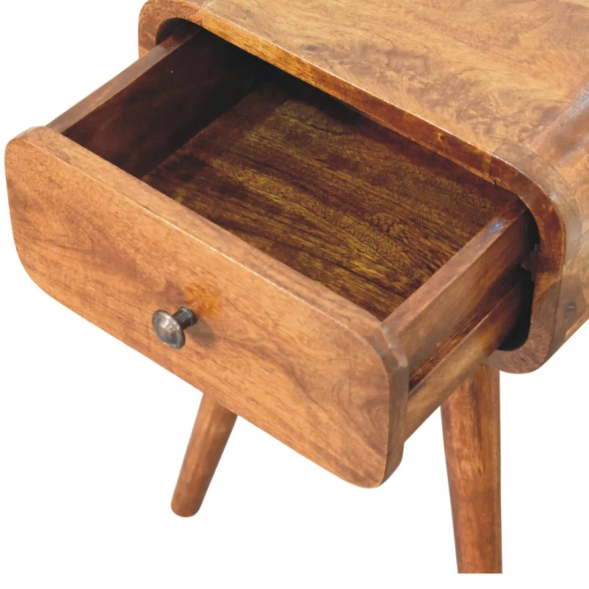 Vicenza Small Mango Wood Bedside Table with Drawer Chestnut Matt Finish - Brown – image 7
