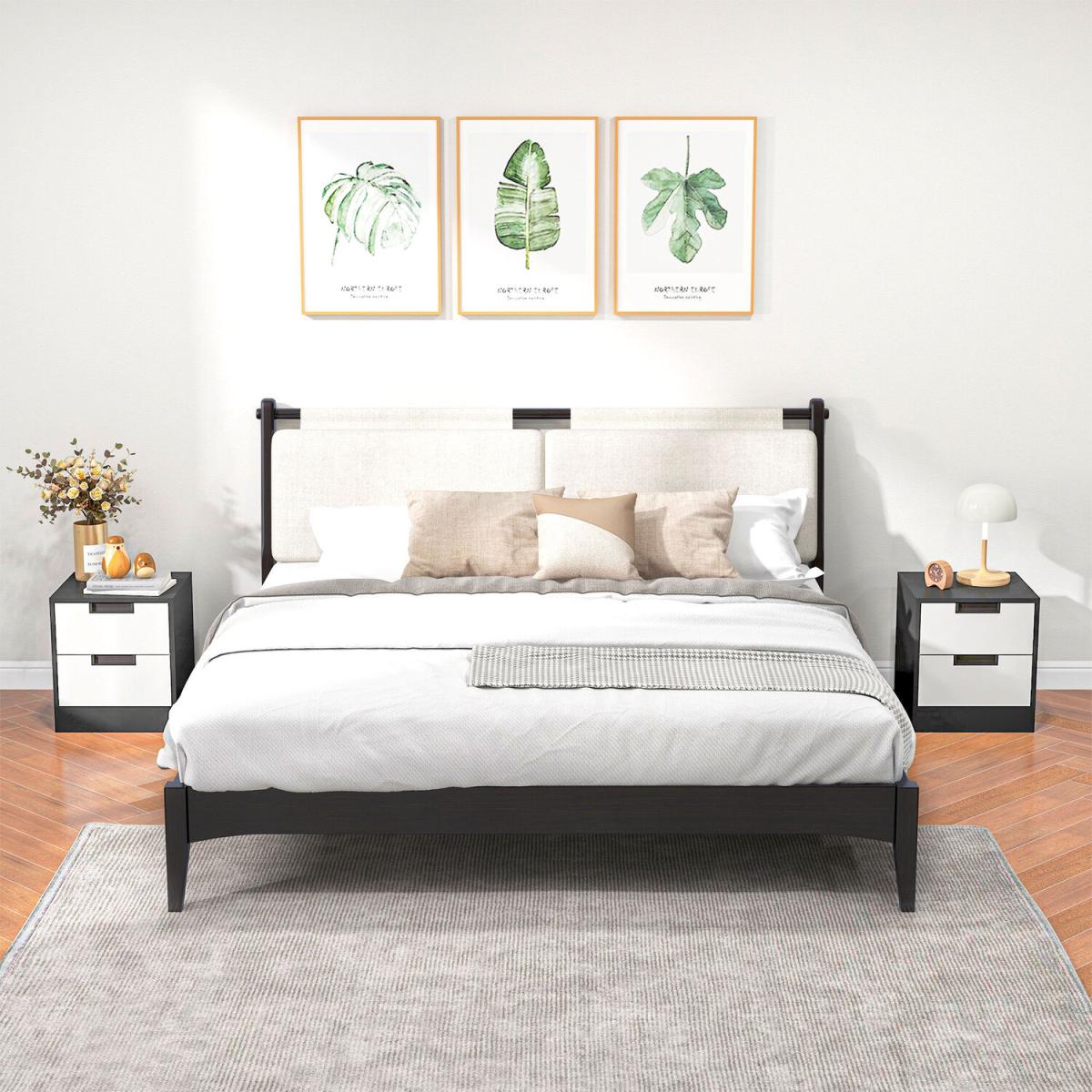 2 Pieces Bedside Tables with Drawers - White