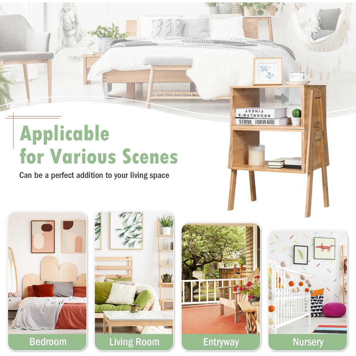 2 Piece Bamboo Bedside Table - Natural – image 2
