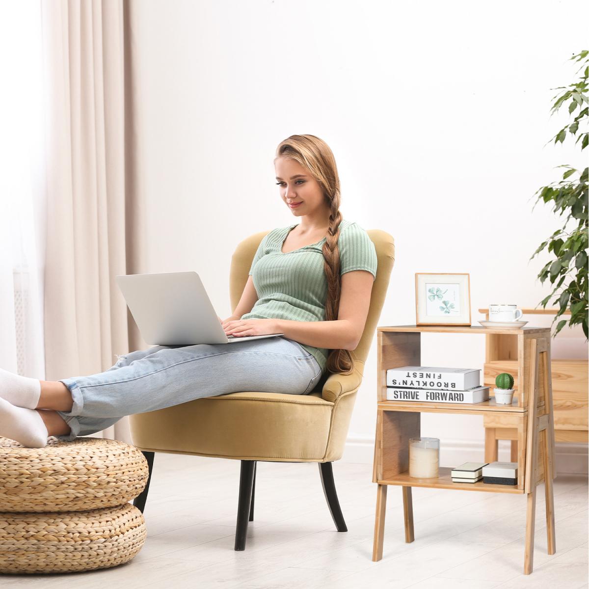 2 Piece Bamboo Bedside Table - Natural – image 4