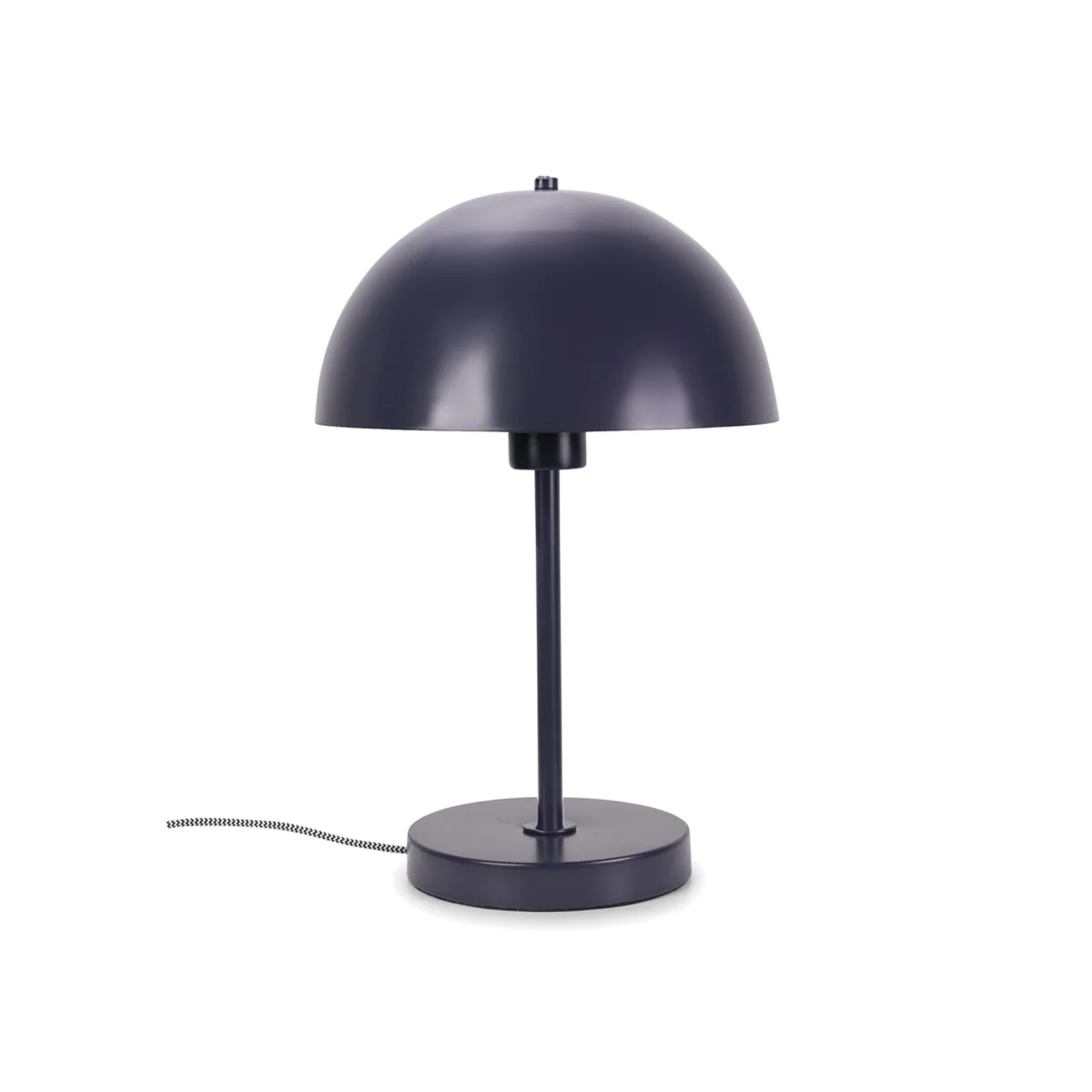 Single Stem Bedside Table Lamp with Dome Lampshade with LED Bulb - Navy Blue