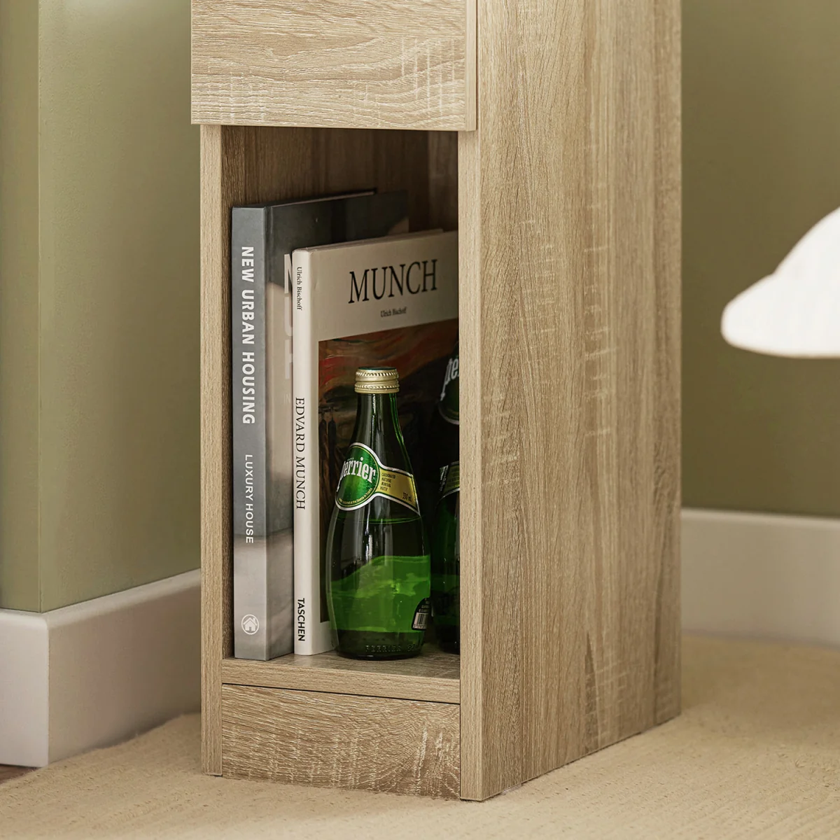 Set of 2 Narrow Bedside Tables Nightstand - Natural – image 17
