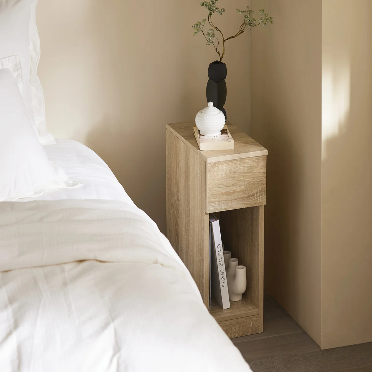 Set of 2 Narrow Bedside Tables Nightstand - Natural – image 18