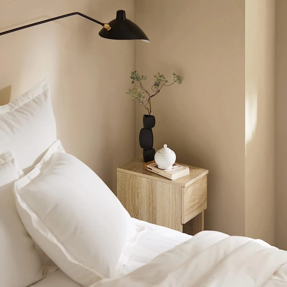 Set of 2 Narrow Bedside Tables Nightstand - Natural – image 4