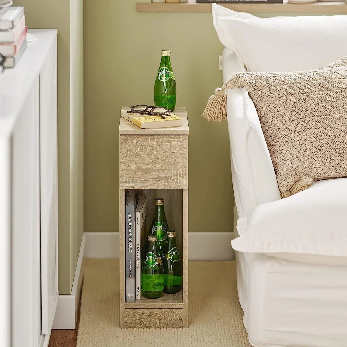 Set of 2 Narrow Bedside Tables Nightstand - Natural – image 6