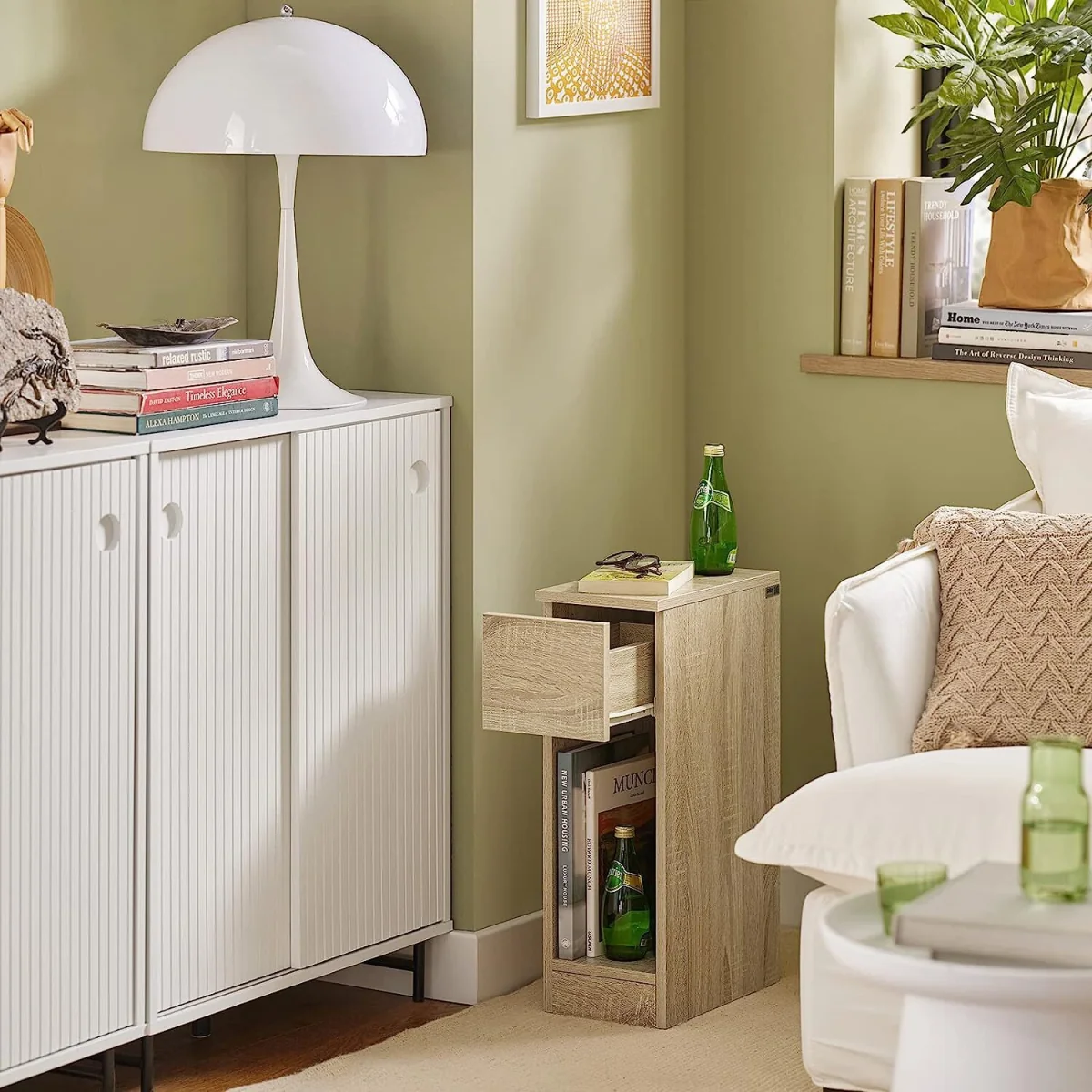 Set of 2 Narrow Bedside Tables Nightstand - Natural – image 7