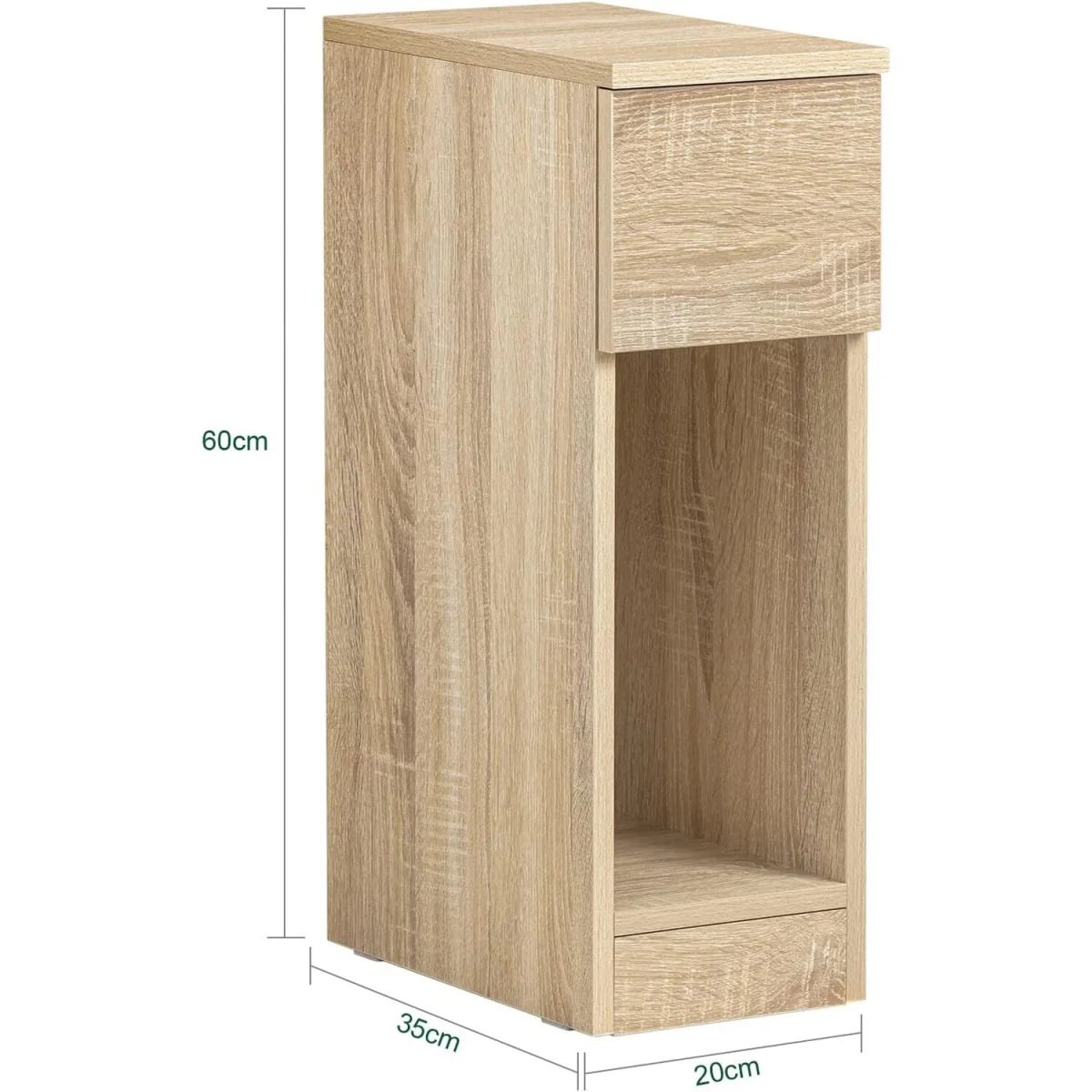 Set of 2 Narrow Bedside Tables Nightstand - Natural – image 9