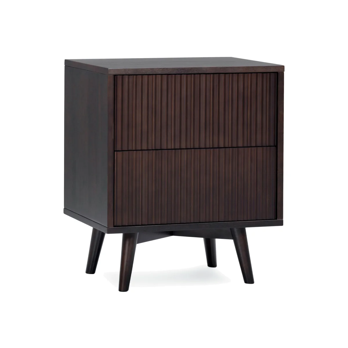 Teamson Home Tremolo Bedside Table with 2 Drawers and Fluted Fronts - Black – image 1