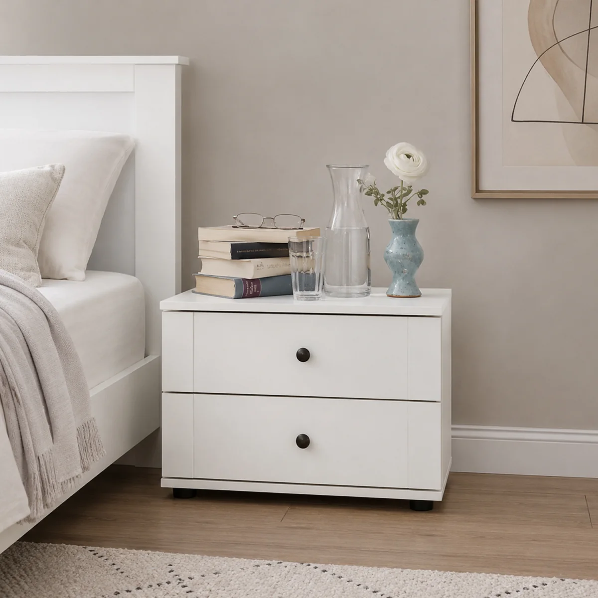 Chalet Matt White Bedside Cabinet - White – image 2