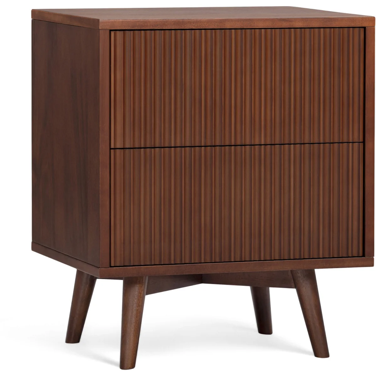 Tremolo Bedside Table with 2 Drawers and Fluted Fronts - Brown – image 2