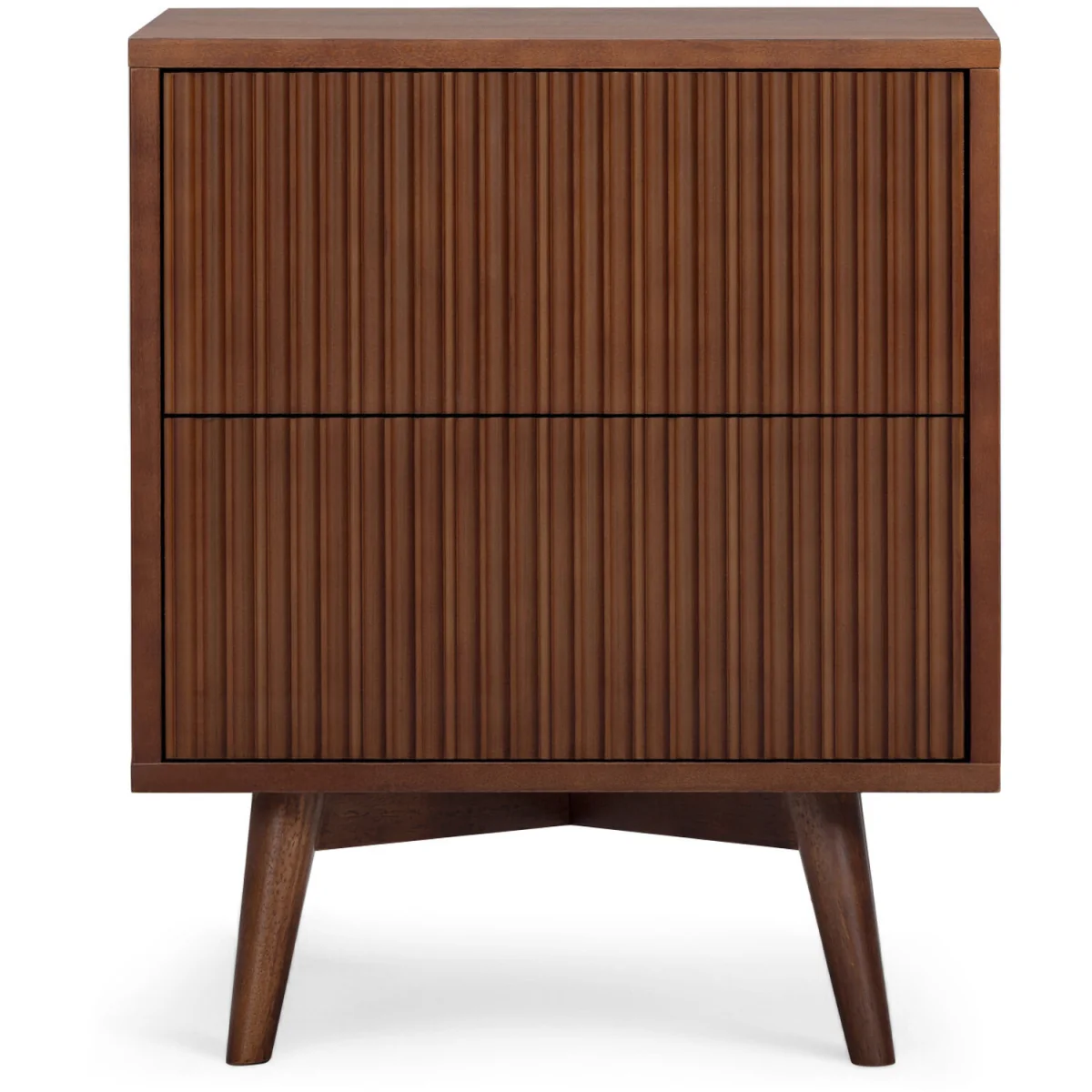 Tremolo Bedside Table with 2 Drawers and Fluted Fronts - Brown – image 4