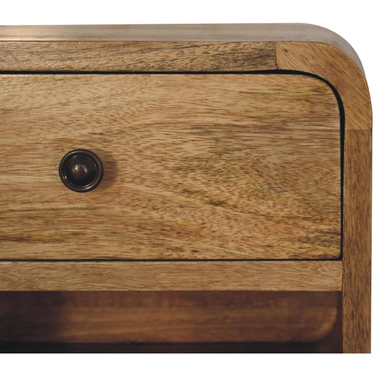 Retro Handmade Mini Oak-Ish Wall Mounted Bedside With Open Slot - Brown – image 4