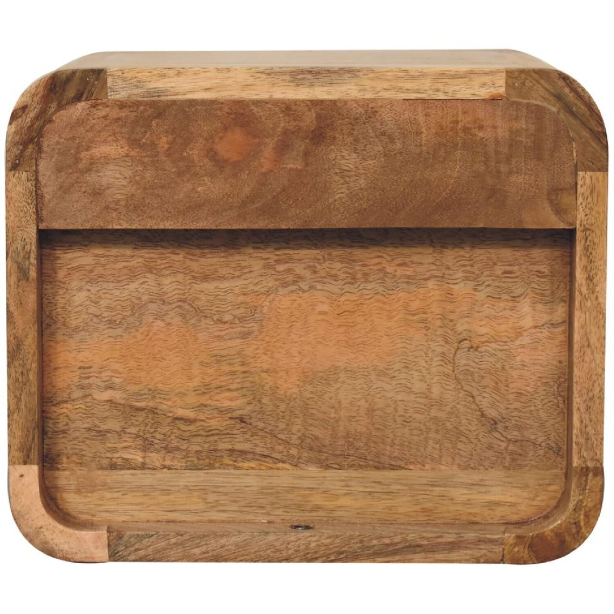 Retro Handmade Mini Oak-Ish Wall Mounted Bedside With Open Slot - Brown – image 8