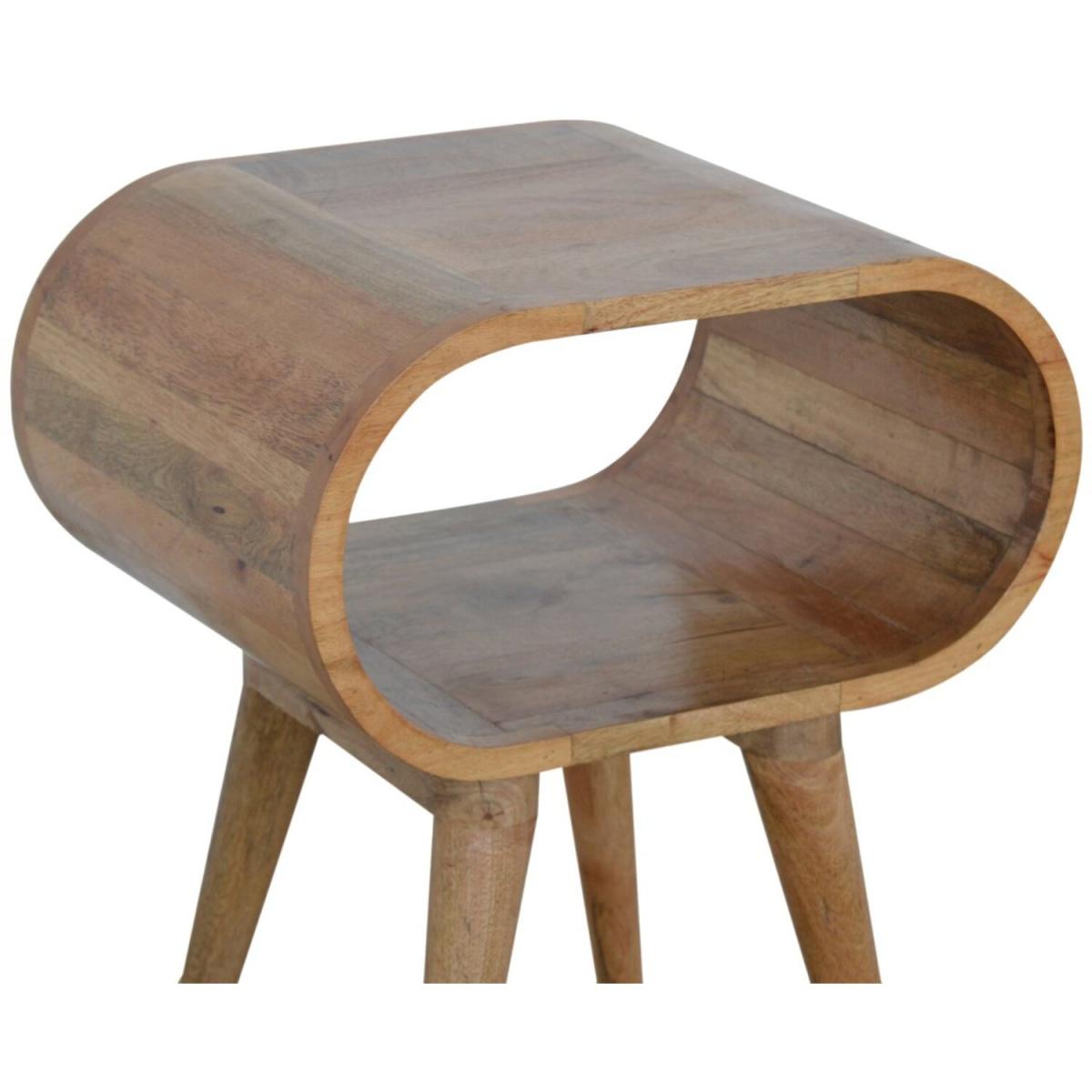 Circular Open Slot Mango Wood Bedside Table - Orange – image 5