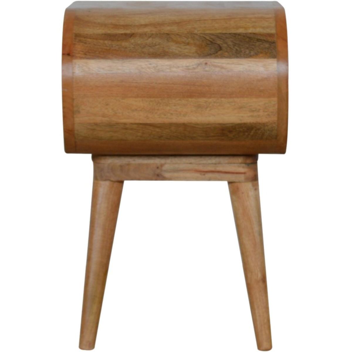Circular Open Slot Mango Wood Bedside Table - Orange – image 6