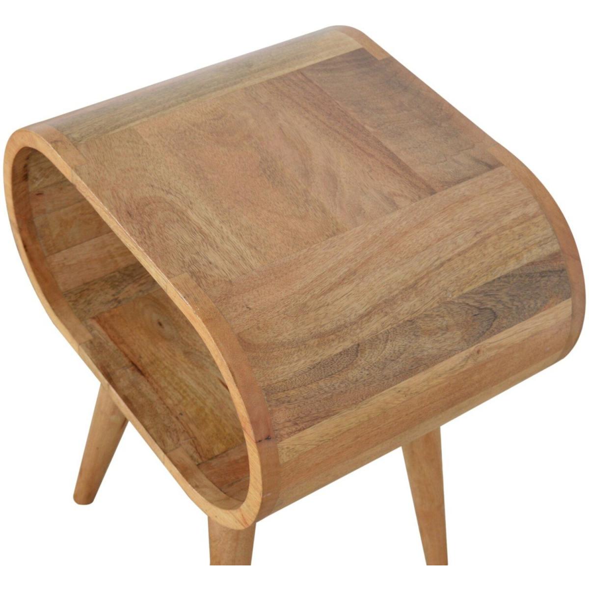 Circular Open Slot Mango Wood Bedside Table - Orange – image 7