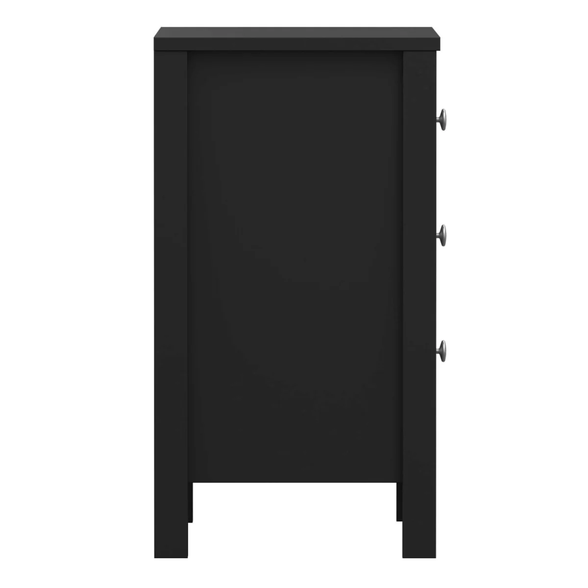 Gossmere Matt Bedside Table 3 Drawers - Black – image 2