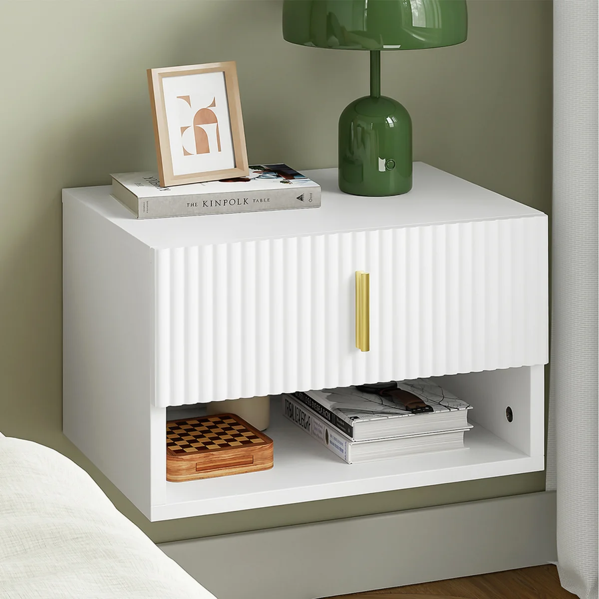 Floating Nightstand with LED Sensor Light - White – image 2