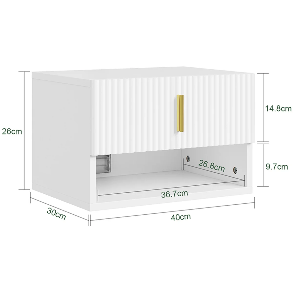 Floating Nightstand with LED Sensor Light - White – image 3