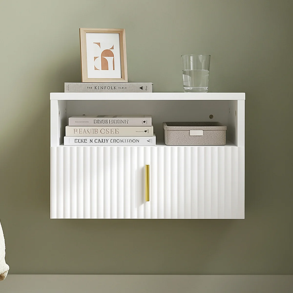 Floating Nightstand with LED Sensor Light - White – image 5