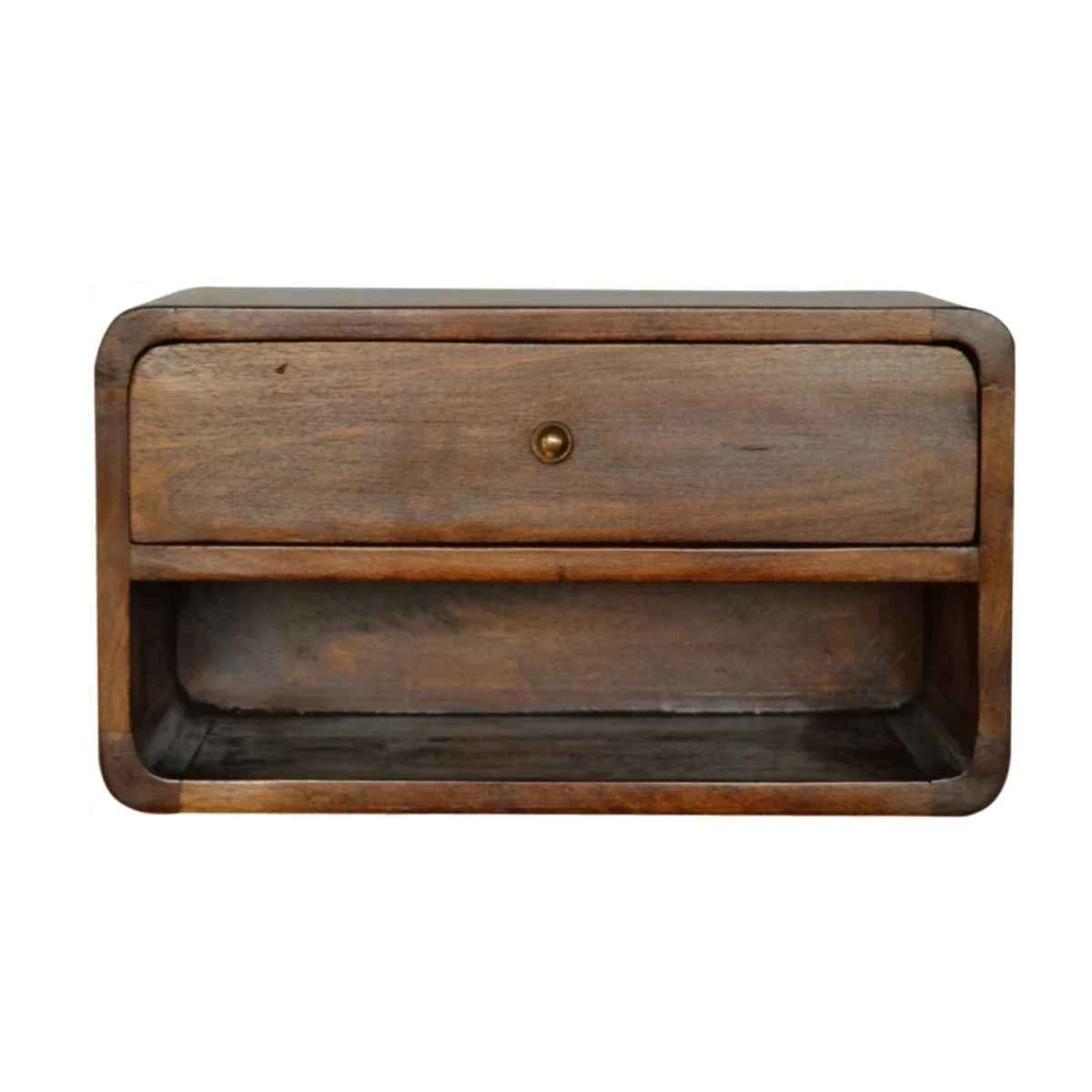 Bologna Chestnut Mango Wood Floating Bedside Table with Drawer - Brown – image 2