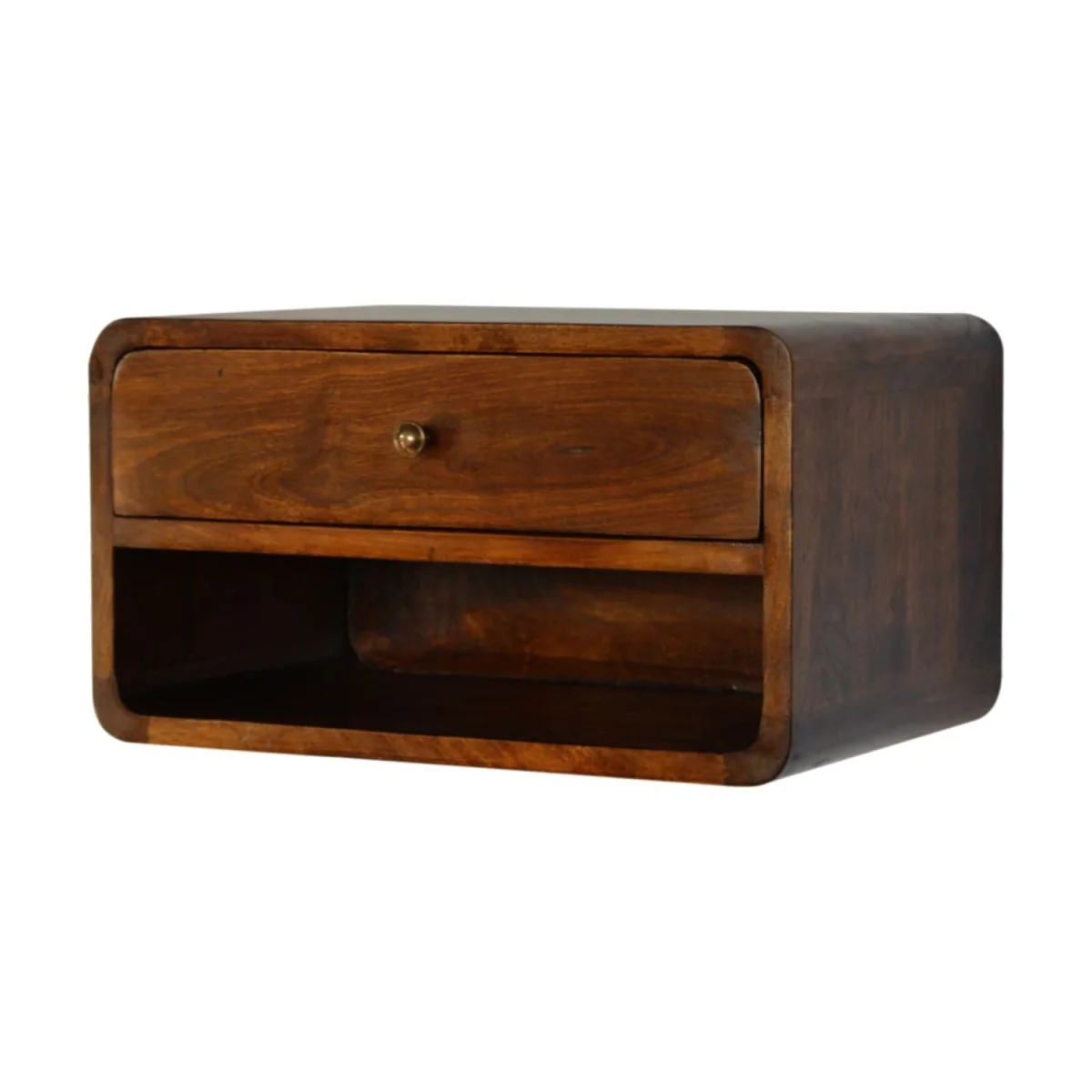 Bologna Chestnut Mango Wood Floating Bedside Table with Drawer - Brown – image 3