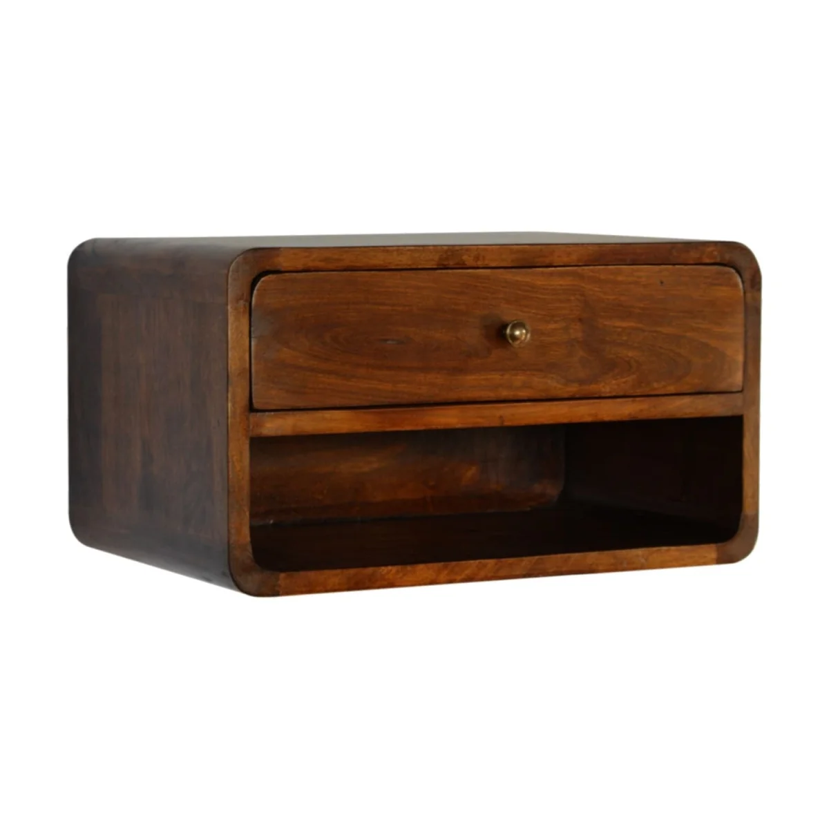 Bologna Chestnut Mango Wood Floating Bedside Table with Drawer - Brown – image 4