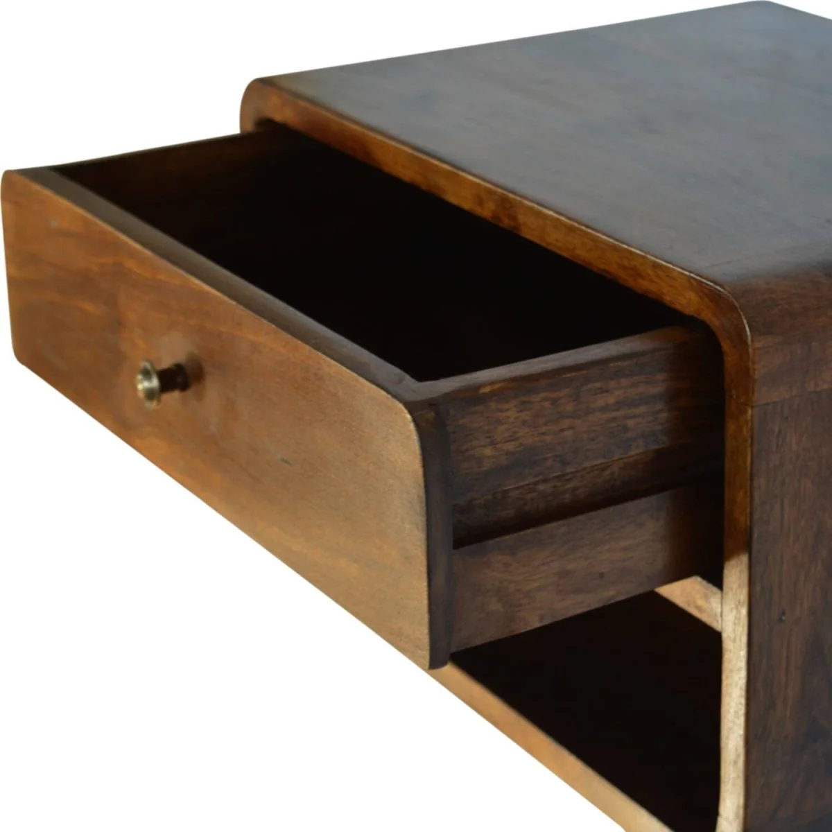 Bologna Chestnut Mango Wood Floating Bedside Table with Drawer - Brown – image 6