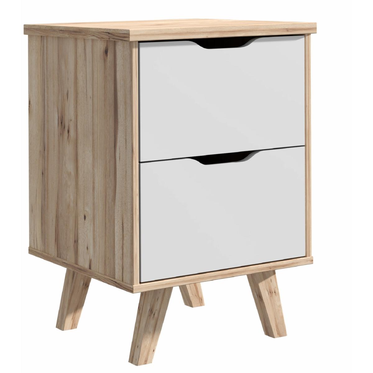 Scandi 2 Drawer Bedside White and Oak - White on Oak – image 2