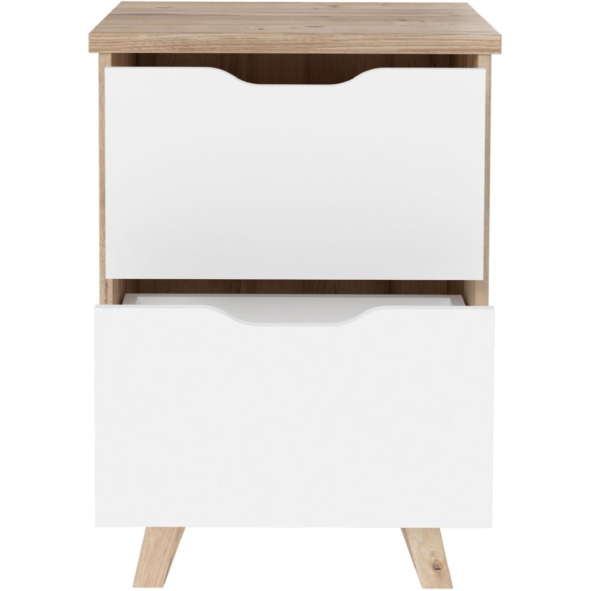 Scandi 2 Drawer Bedside White and Oak - White on Oak – image 3