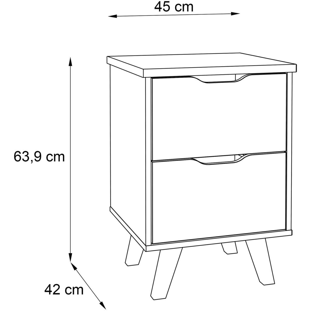 Scandi 2 Drawer Bedside White and Oak - White on Oak – image 4