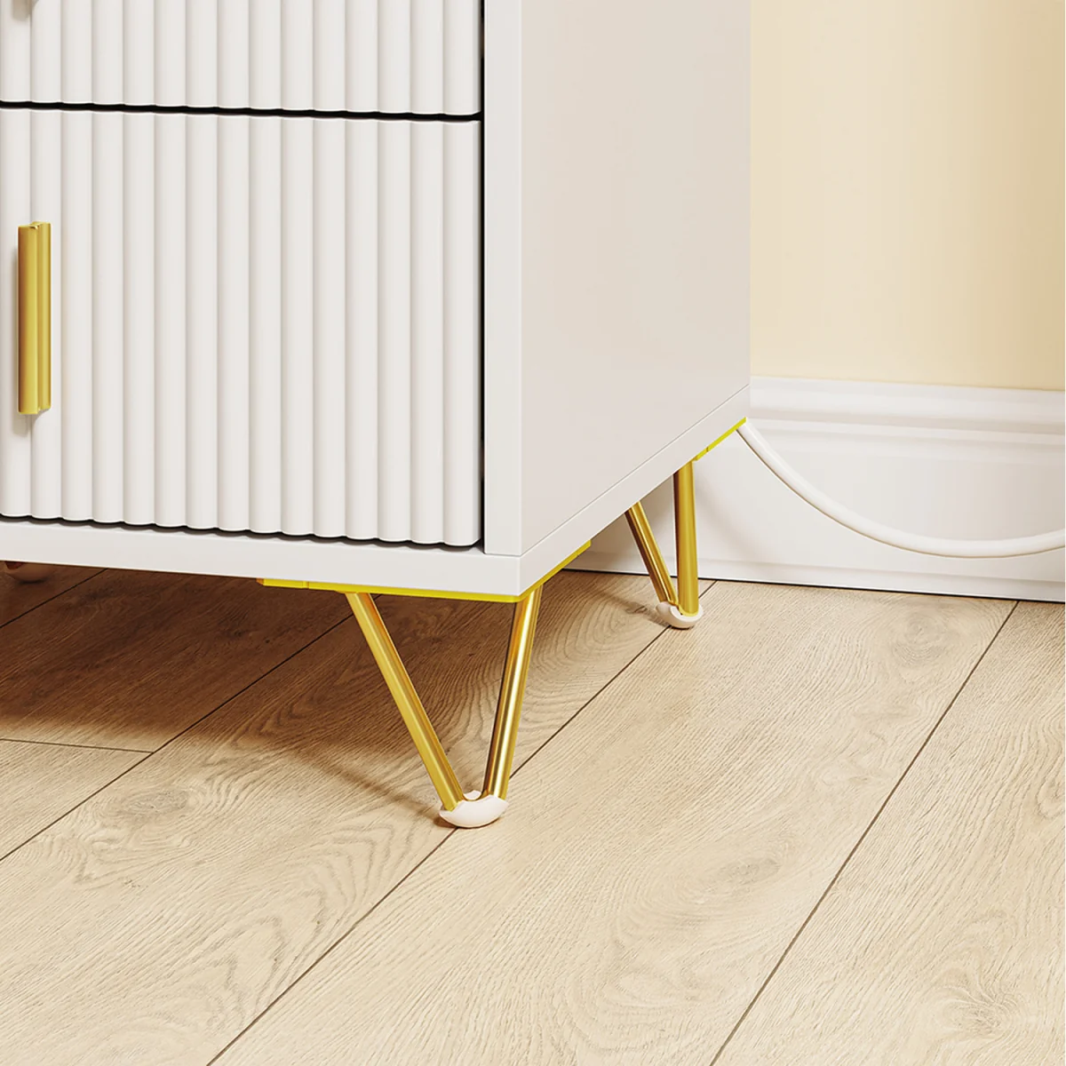 Bedside Table with 3 Drawers and Charging Station  - White – image 7