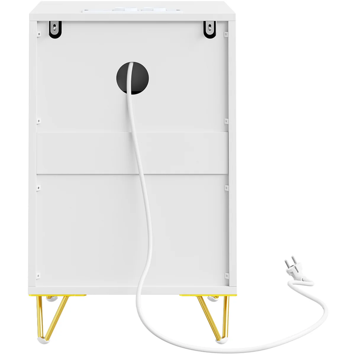 Bedside Table with 3 Drawers and Charging Station  - White – image 10