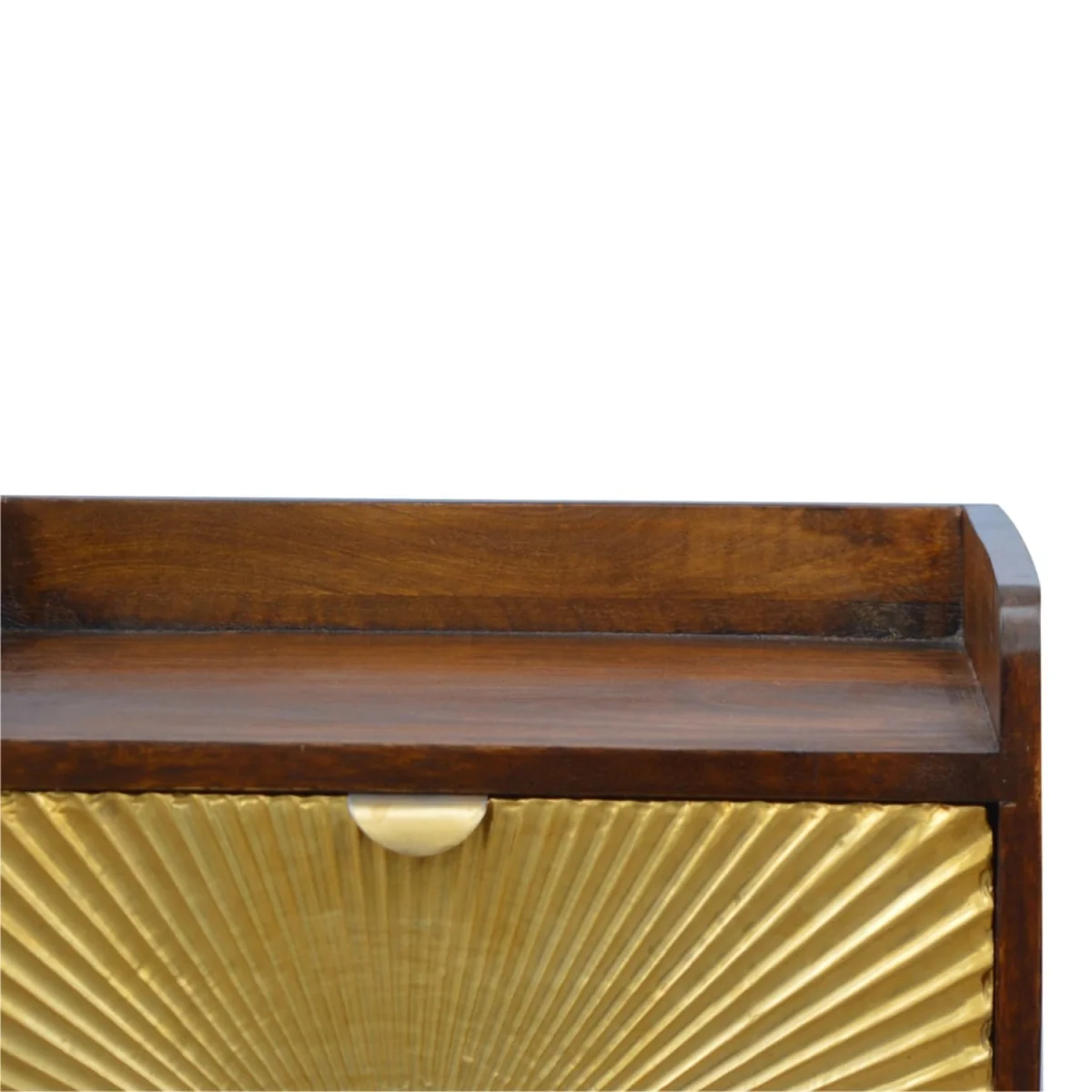 Merano Bedside Table - Chestnut Mango Wood, Brass-Plated Drawer, Nordic Legs - Brown – image 6