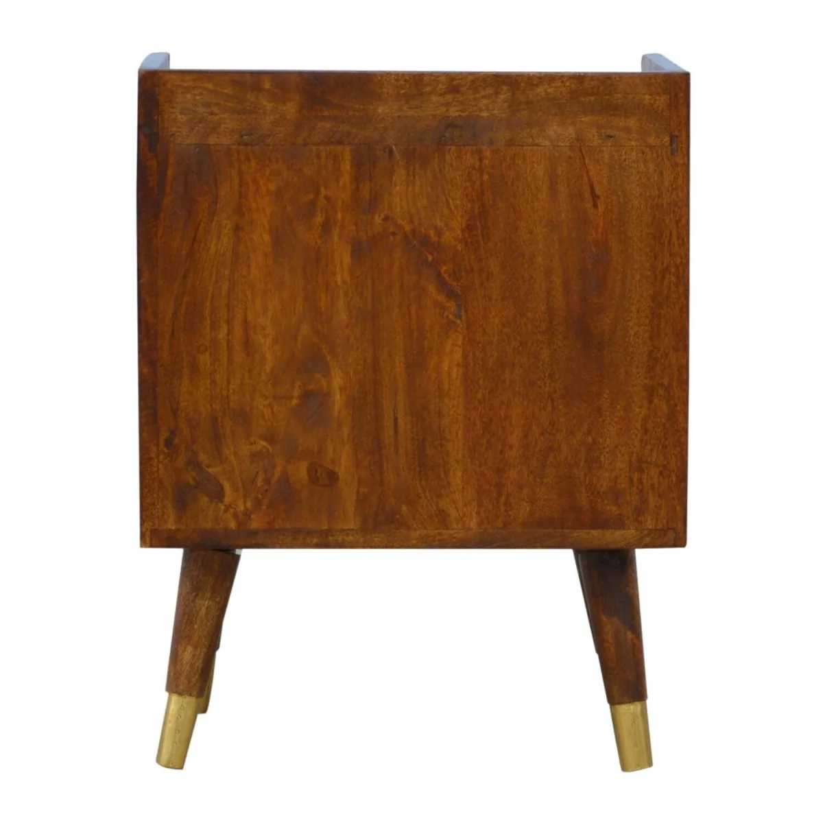 Merano Bedside Table - Chestnut Mango Wood, Brass-Plated Drawer, Nordic Legs - Brown – image 7